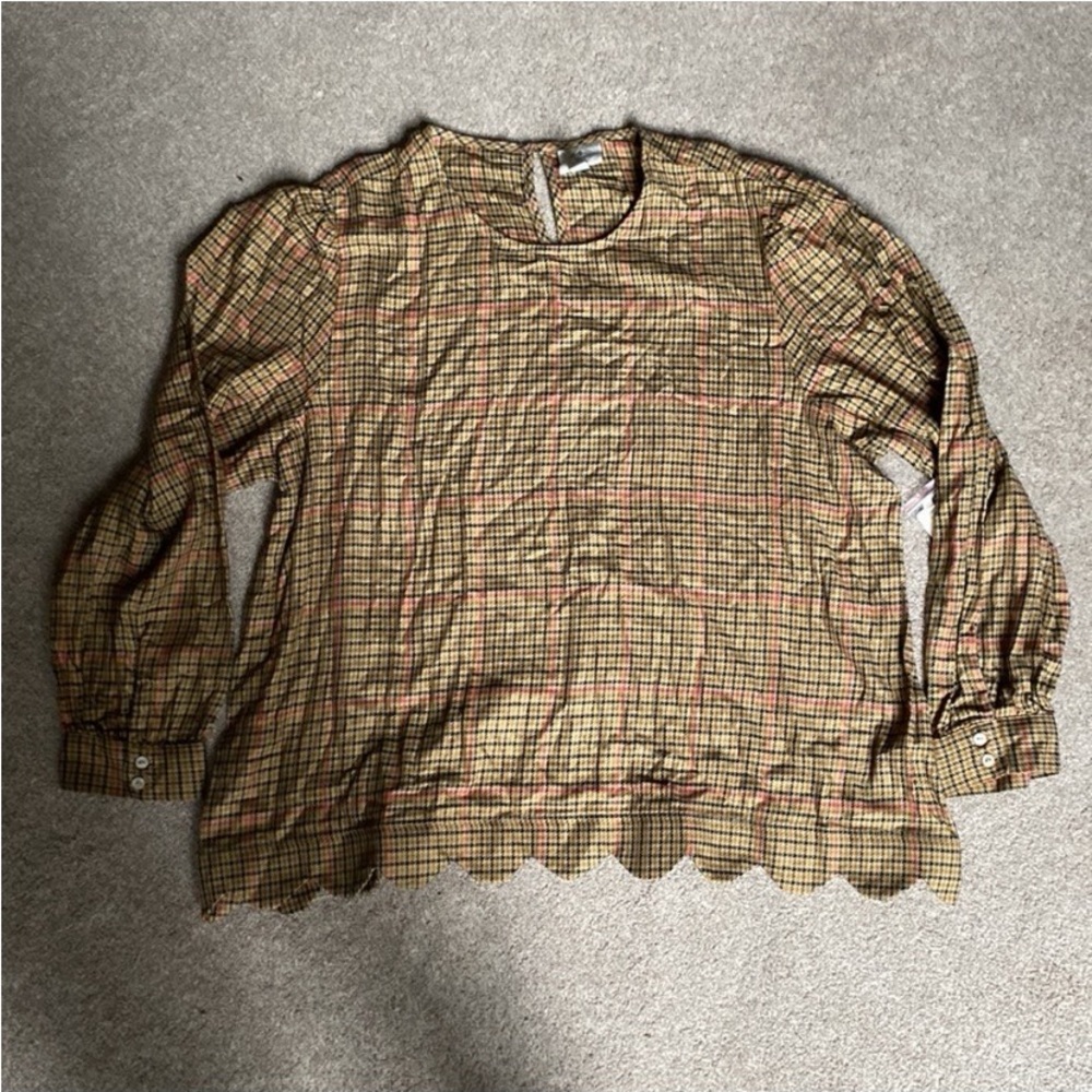 St. John’s Bay Brown Plaid 3/4 Sleeve Blouse XXL Petite